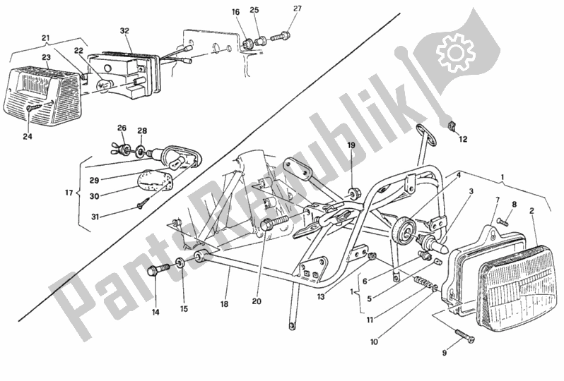 All parts for the Headlight of the Ducati Supersport 900 SS 1994